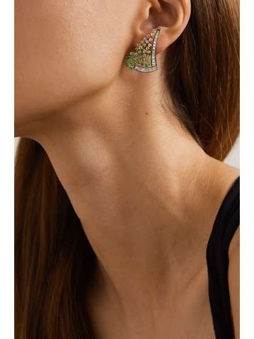 ANANYA Scatter 18-karat white gold multi-stone earrings