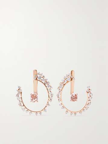 ANANYA Scatter 18-karat rose gold, diamond and sapphire earrings