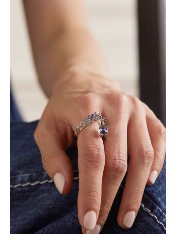 ANANYA Scatter 18-karat white gold, sapphire and diamond ring