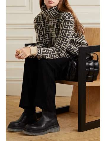 BALMAIN + Rossignol Ski intarsia merino wool-blend turtleneck sweater