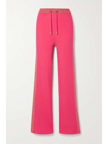 BALMAIN + Rossignol striped ribbed wool-blend track pants
