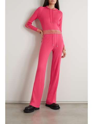BALMAIN + Rossignol striped ribbed wool-blend track pants