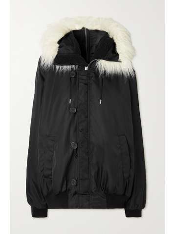 STELLA MCCARTNEY Aiden hooded faux shearling-trimmed embroidered shell coat