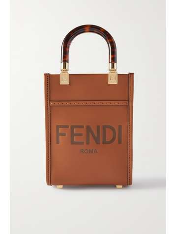 FENDI Sunshine Shopper mini debossed leather tote