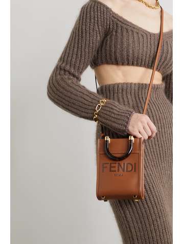 FENDI Sunshine Shopper mini debossed leather tote