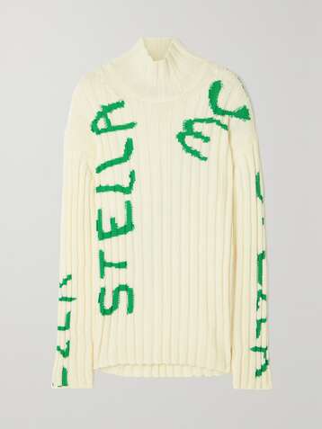 STELLA MCCARTNEY + Ed Curtis ribbed jacquard-knit wool-blend sweater