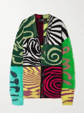 STELLA MCCARTNEY Cardigan patchwork en laine à mailles jacquard x Ed Curtis