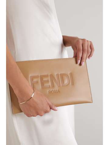 FENDI Pochette en cuir gaufré