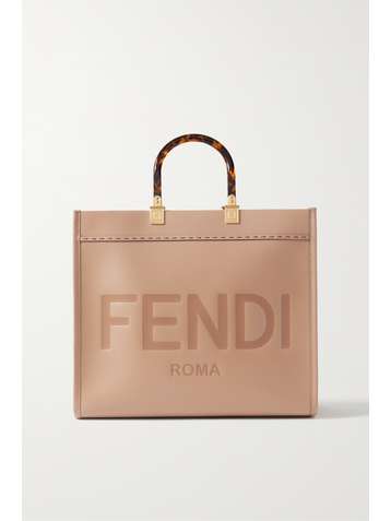 FENDI Sunshine Shopper Tote aus Leder mit Logoprägung