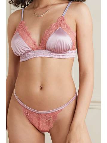 LOVE STORIES Linda satin-trimmed lace thong