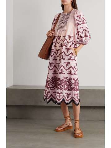 VITA KIN Addicted To Love embroidered linen midi dress