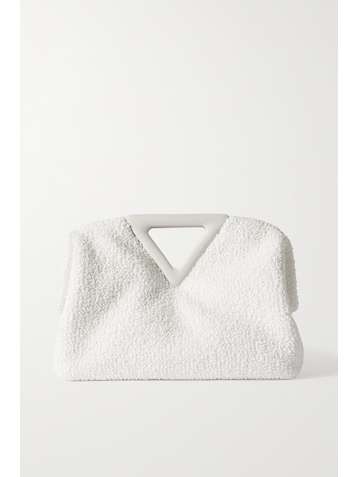 BOTTEGA VENETA Point medium leather-trimmed raffia tote