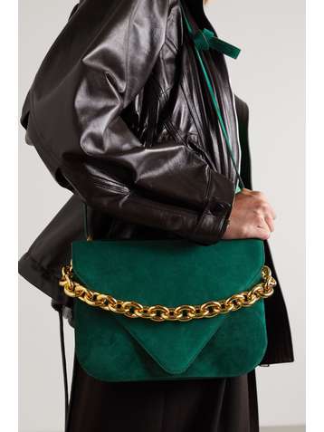BOTTEGA VENETA Chain large suede shoulder bag