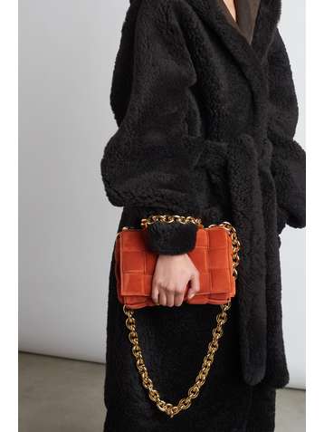 BOTTEGA VENETA Cassette chain-embellished padded intrecciato suede shoulder bag