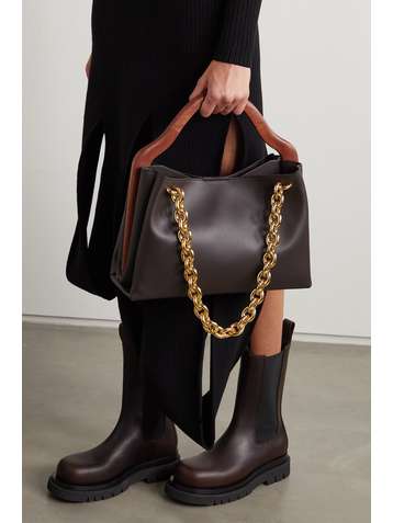BOTTEGA VENETA Wood small chain-embellished leather tote