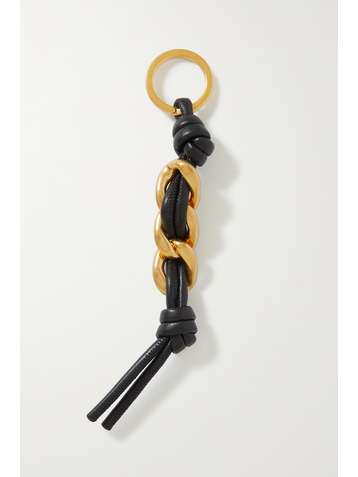 BOTTEGA VENETA Knotted leather and gold-tone keyring