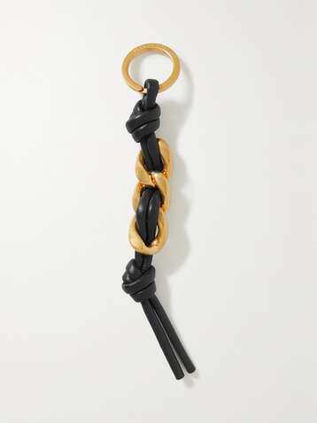 BOTTEGA VENETA Knotted leather and gold-tone keyring