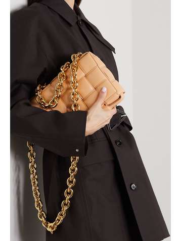 BOTTEGA VENETA Sac porté épaule en cuir intrecciato matelassé à chaîne Cassette
