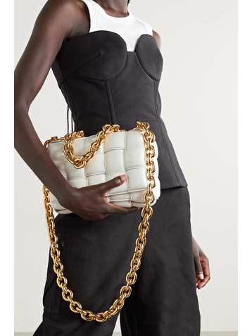 BOTTEGA VENETA Cassette chain-embellished padded intrecciato leather shoulder bag