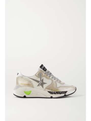 GOLDEN GOOSE Running Sole distressed metallic leather sneakers
