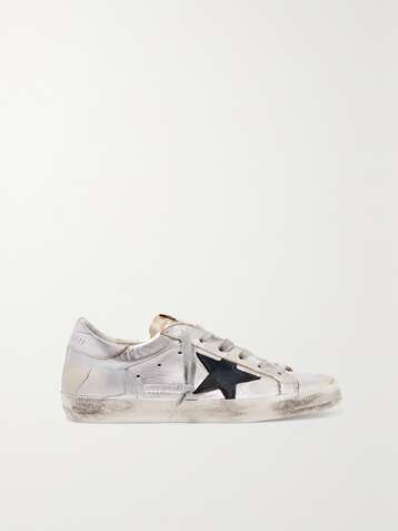 GOLDEN GOOSE Superstar two-tone distressed metallic leather sneakers