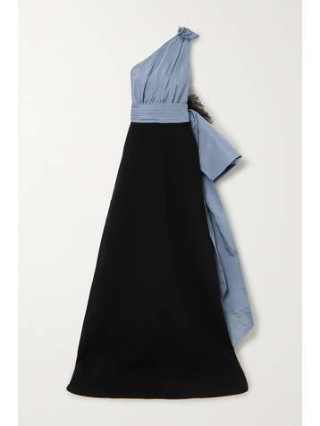 GUCCI One-shoulder tulle-trimmed draped matte-satin gown