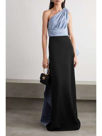 GUCCI One-shoulder tulle-trimmed draped matte-satin gown