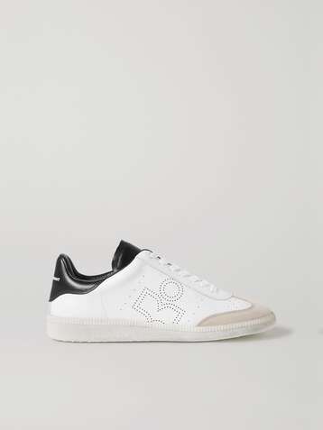 ISABEL MARANT Bryce suede-trimmed perforated leather sneakers