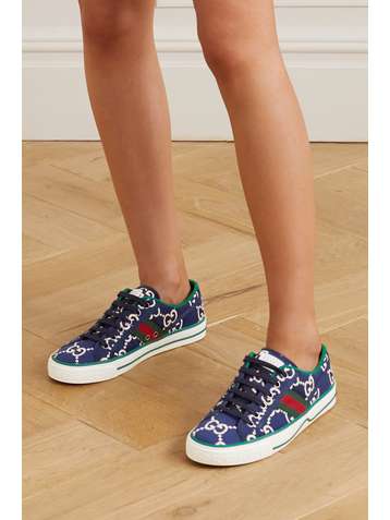 GUCCI Tennis 1977 logo-embroidered canvas sneakers