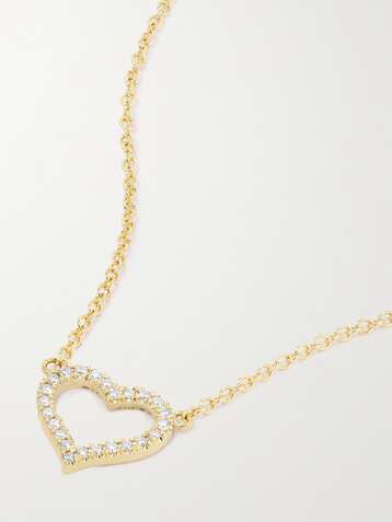 JENNIFER MEYER Small Open Heart Kette aus 18 Karat Gold mit Diamanten