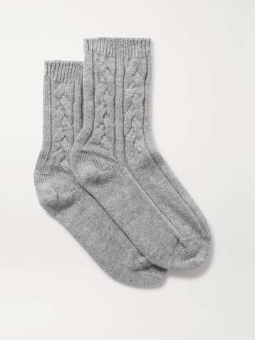 JOHNSTONS OF ELGIN Socken aus Kaschmir mit Zopfstrickmuster
