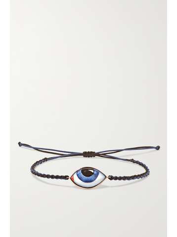 LITO Tu Es Partout Armband aus Makrameegarn mit Detail aus 14 Karat Roségold und Emaille