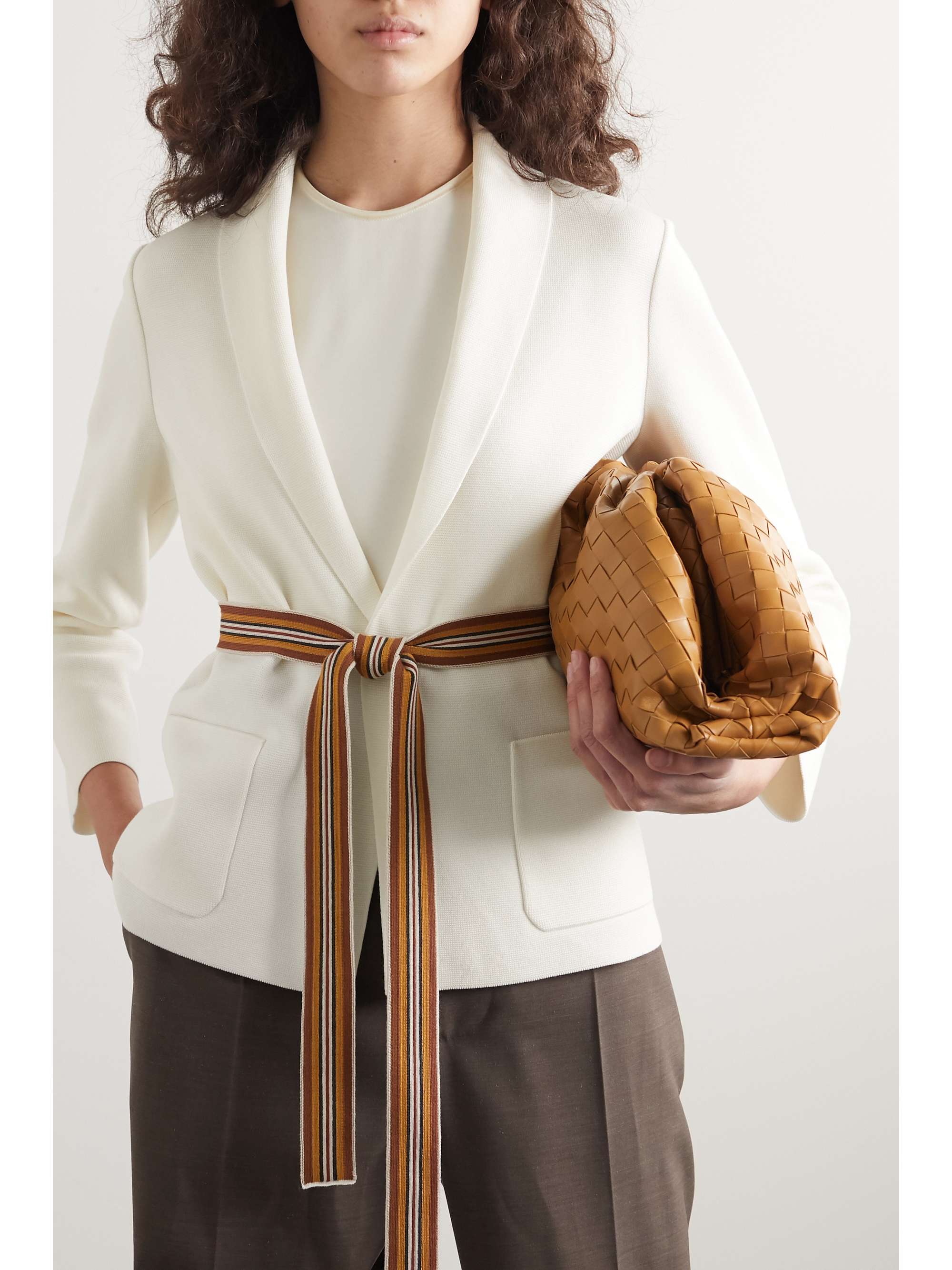 LORO PIANA Belted silk and cotton-blend cardigan