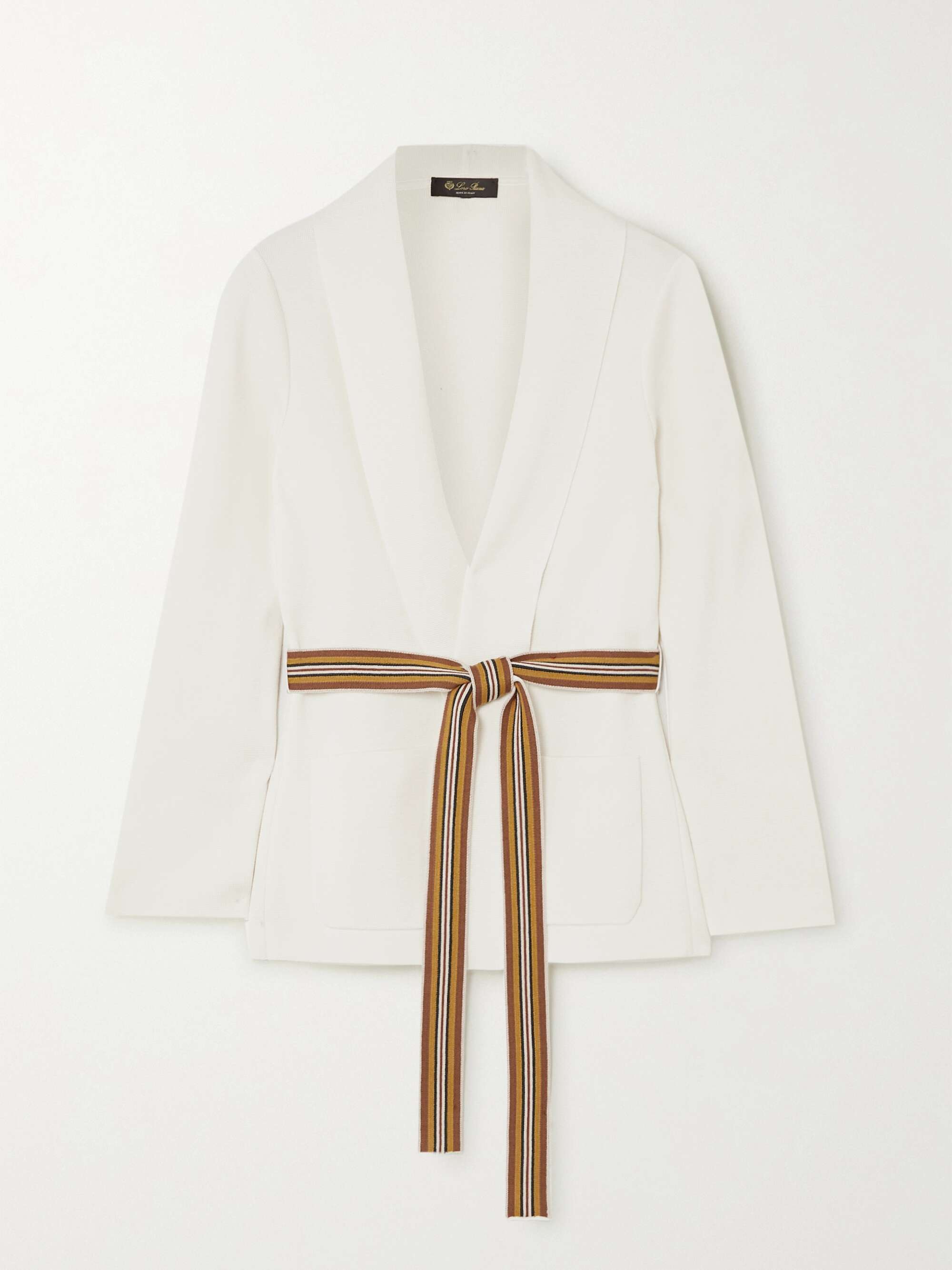 LORO PIANA Belted silk and cotton-blend cardigan