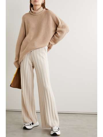 LORO PIANA Paddington ribbed cashmere track pants