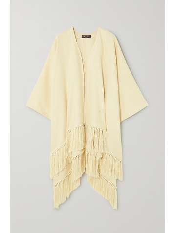 LORO PIANA Tasseled cotton and silk-blend poncho