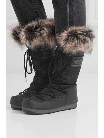 MOON BOOT Monaco faux fur-trimmed shell snow boots
