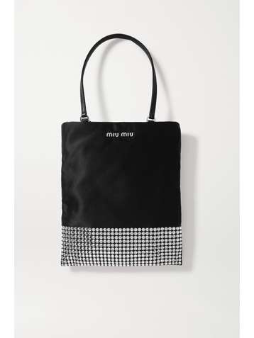MIU MIU Mini crystal-embellished satin tote