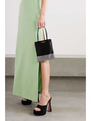 MIU MIU Mini crystal-embellished satin tote