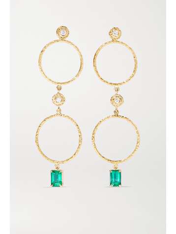 OCTAVIA ELIZABETH + NET SUSTAIN Nesting Gem 18-karat recycled gold, emerald and diamond earrings