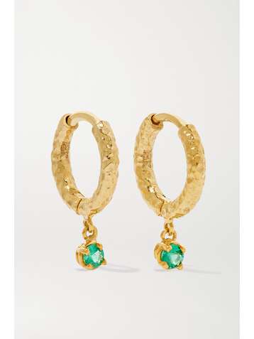 OCTAVIA ELIZABETH + NET SUSTAIN Micro Gabby 18-karat recycled gold emerald hoop earrings