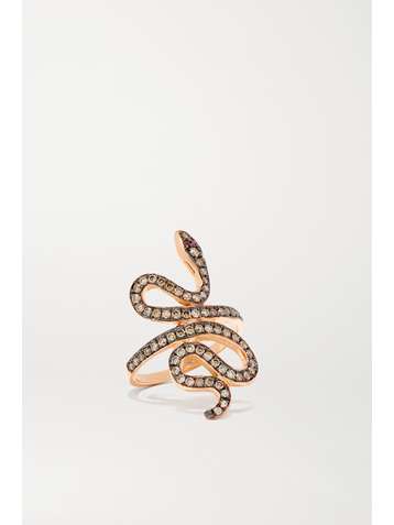 ILEANA MAKRI Slither 18-karat rose gold, diamond and ruby ring