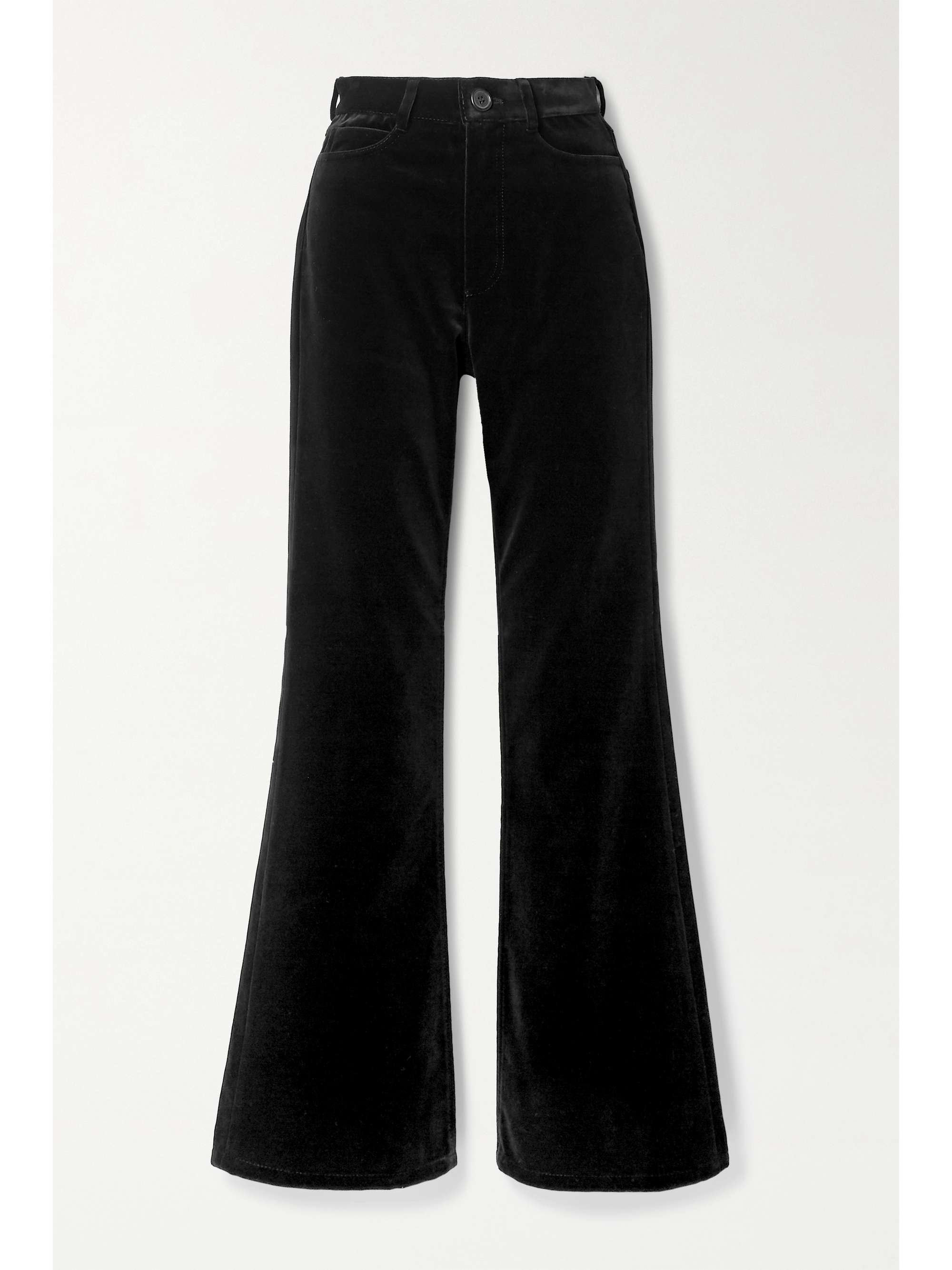 Black Cotton-velvet flared pants 