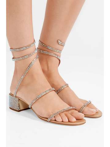 RENÉ CAOVILLA Cleo Sandalen aus Satin mit Kristallen