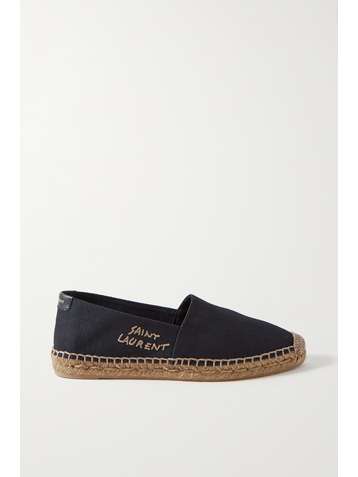 SAINT LAURENT Logo-embroidered canvas espadrilles