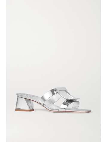 ROGER VIVIER Bikiviv' embellished metallic leather mules