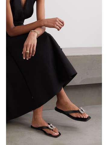 ROGER VIVIER Tongs en cuir à cristaux