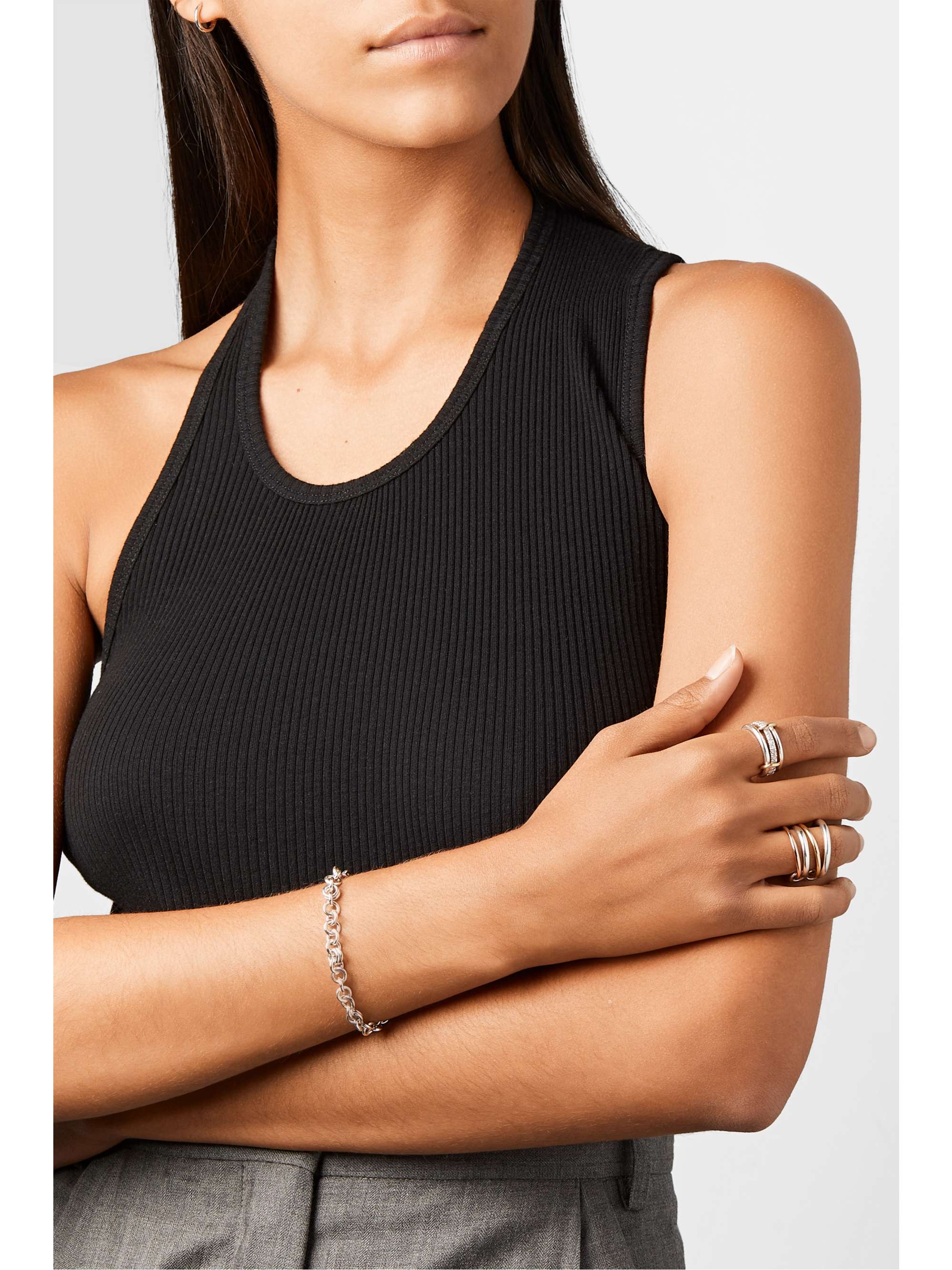 SPINELLI KILCOLLIN Petunia set of three sterling silver, rhodium-plated and 18-karat gold diamond rings