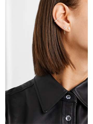 STONE AND STRAND Boucle d'oreille en or et pierres multiples Birthstone