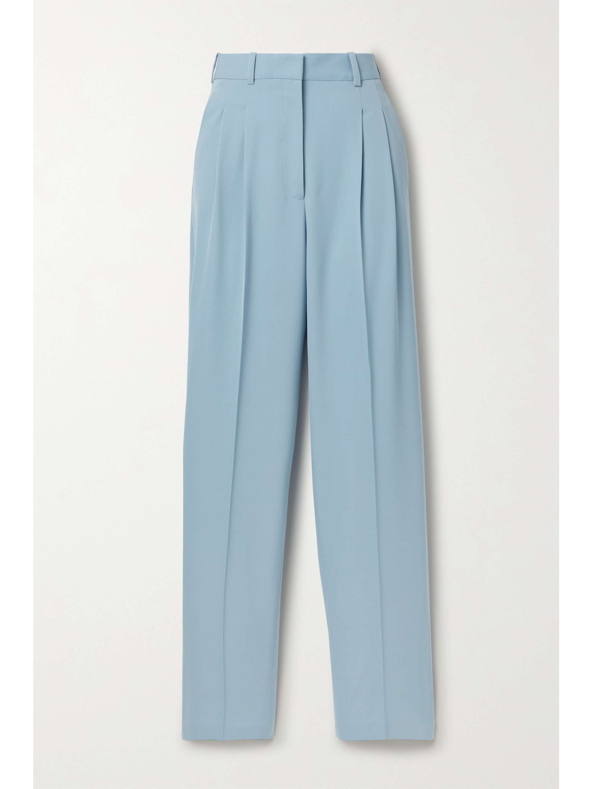 Light blue Pleated wool-blend twill 